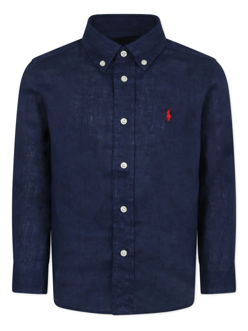 Camisa Azul Lino Juvenil Polo Ralph Lauren