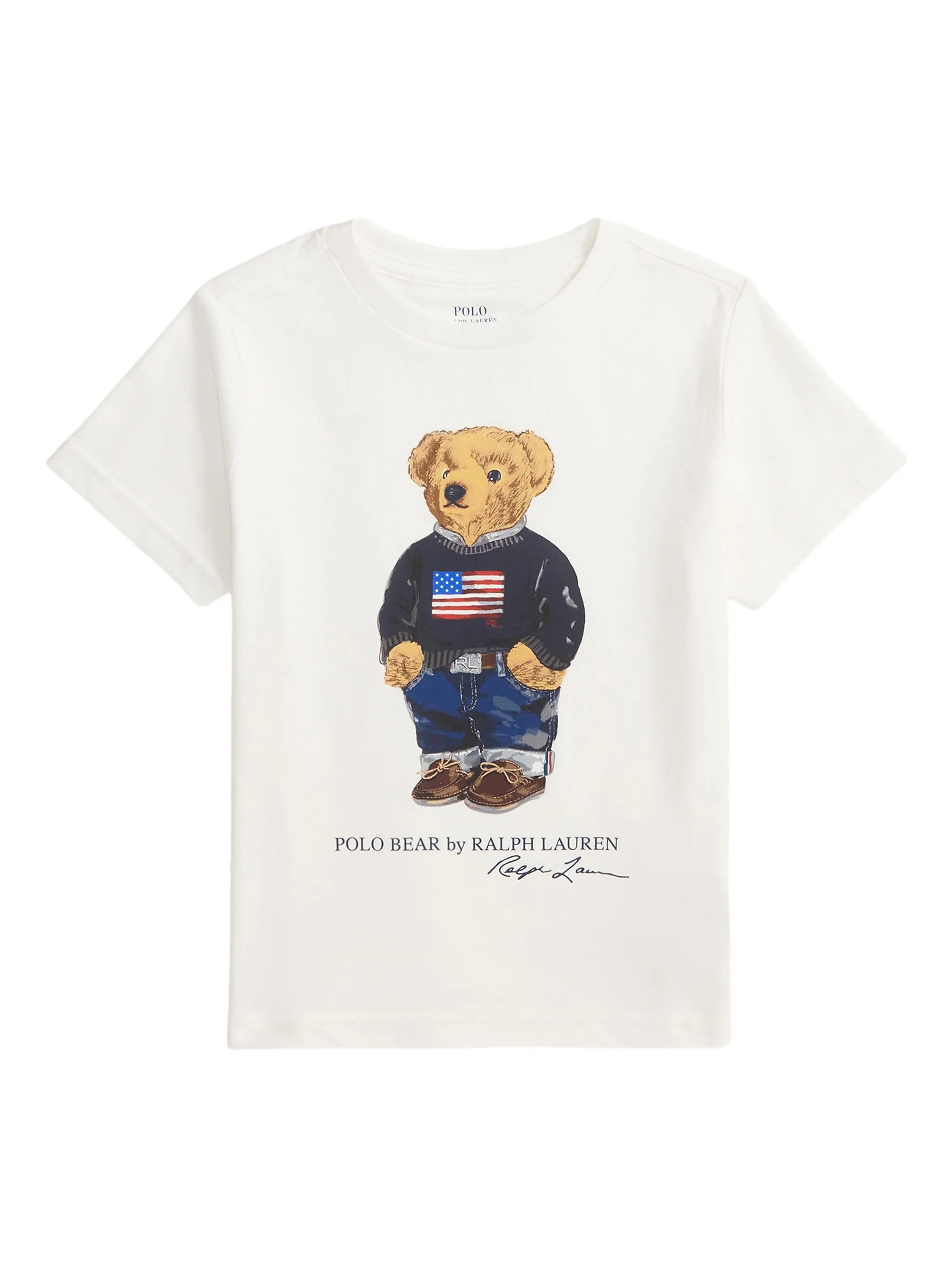 Polera Blanca Algodón Juvenil Polo Bear