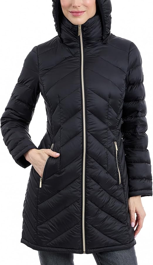 Parka Larga Doble Cierre Negra Michael Kors