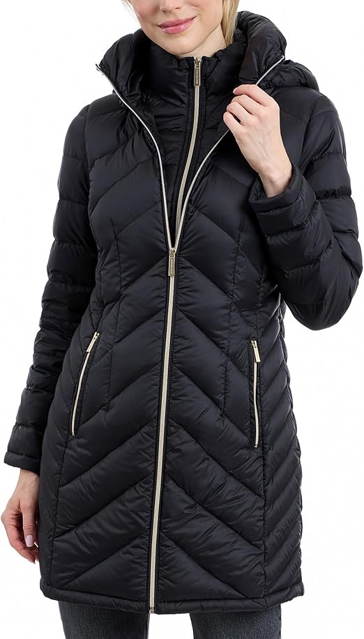 Parka Larga Doble Cierre Negra Michael Kors