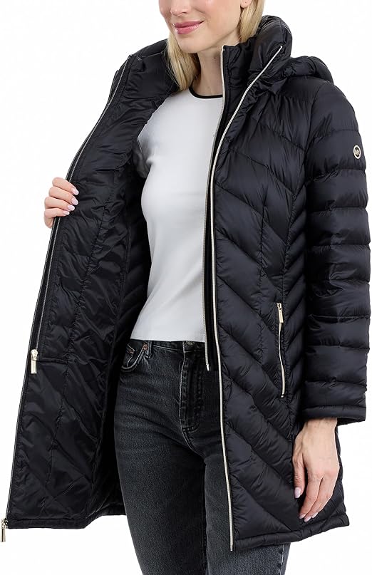 Parka Larga Doble Cierre Negra Michael Kors