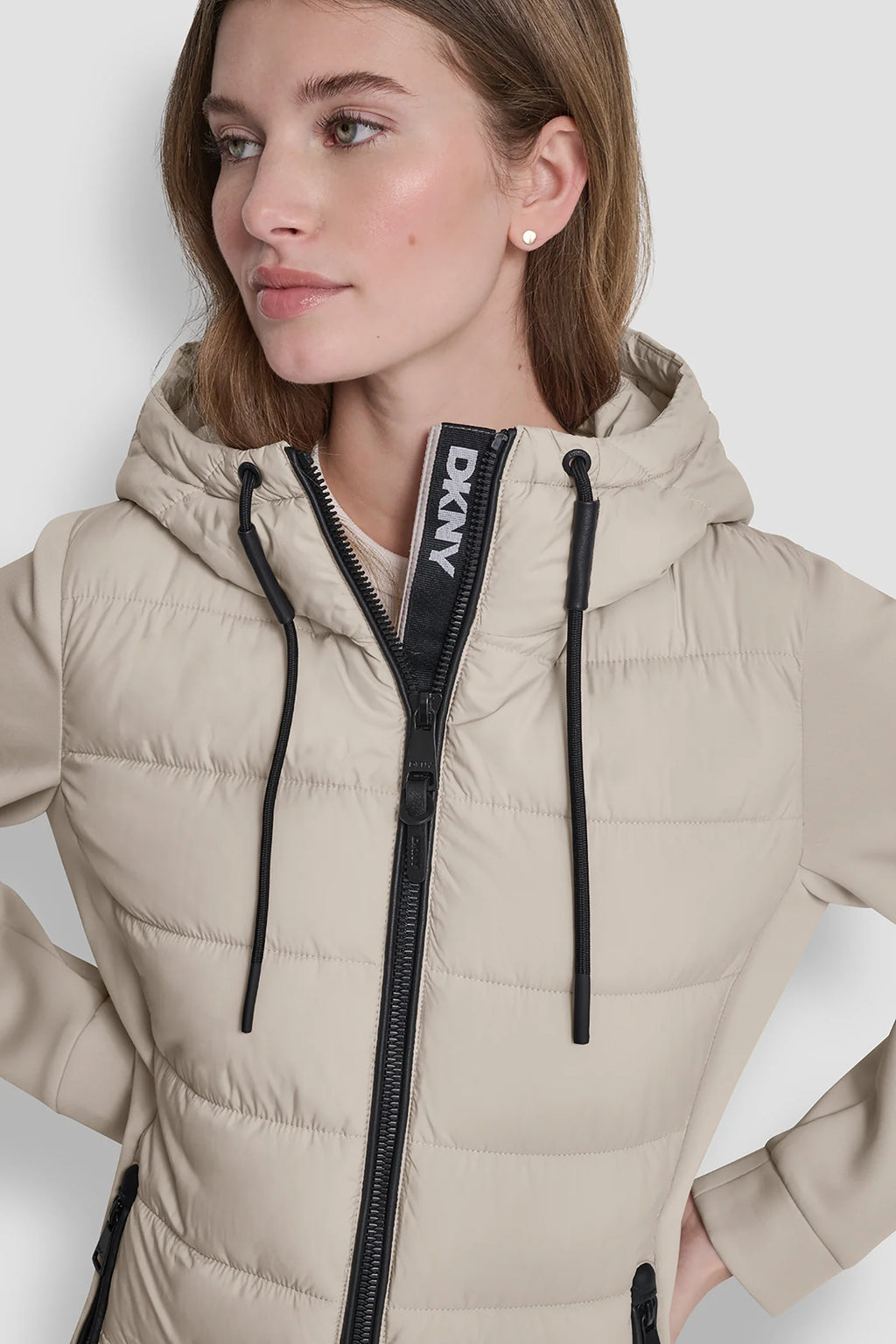 Chaqueta con Gorro Vapor Grey DKNY