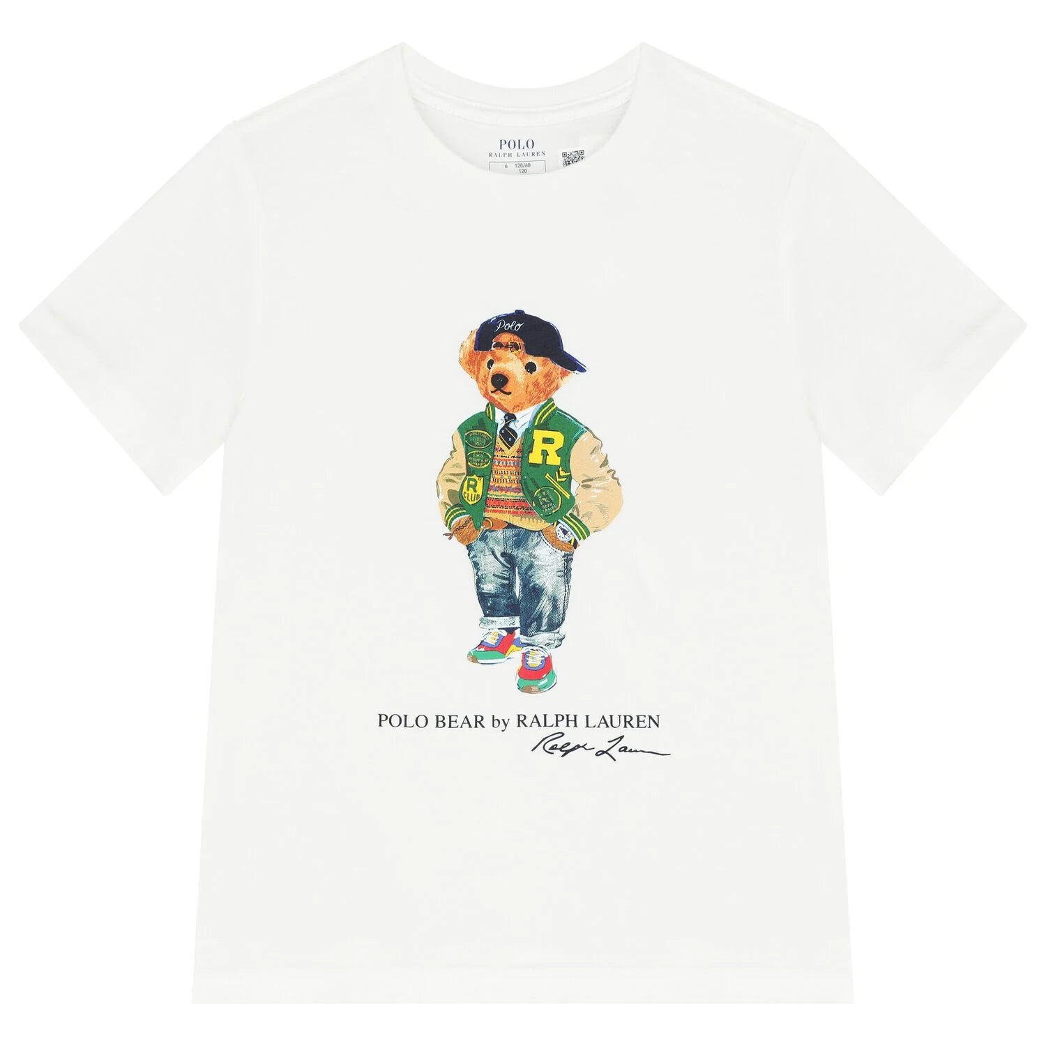 Polera Blanca Algodón Juvenil Polo Bear