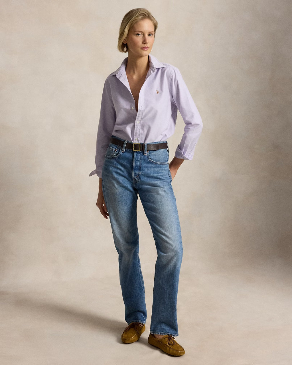 Camisa Oxford Lavanda Algodón Adulto Polo Ralph Lauren