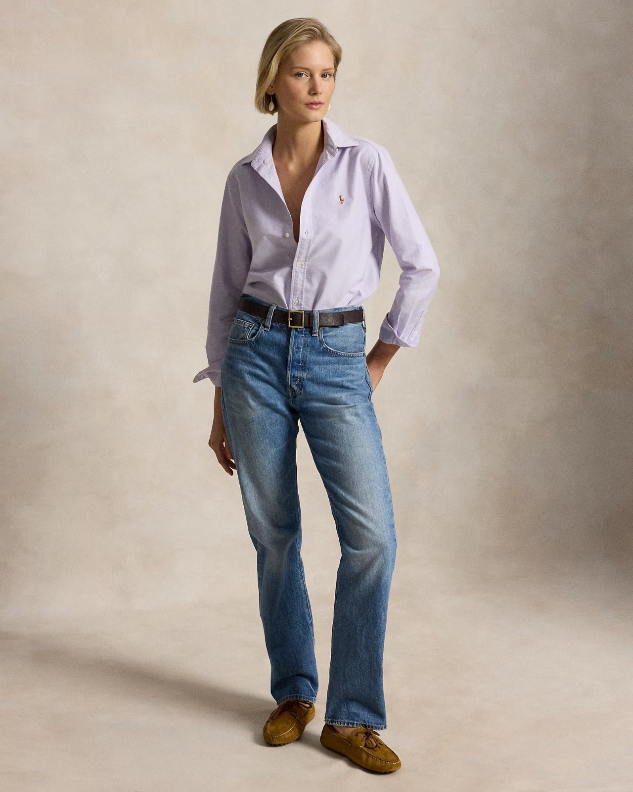 Camisa Oxford Lavanda Algodón Adulto Polo Ralph Lauren