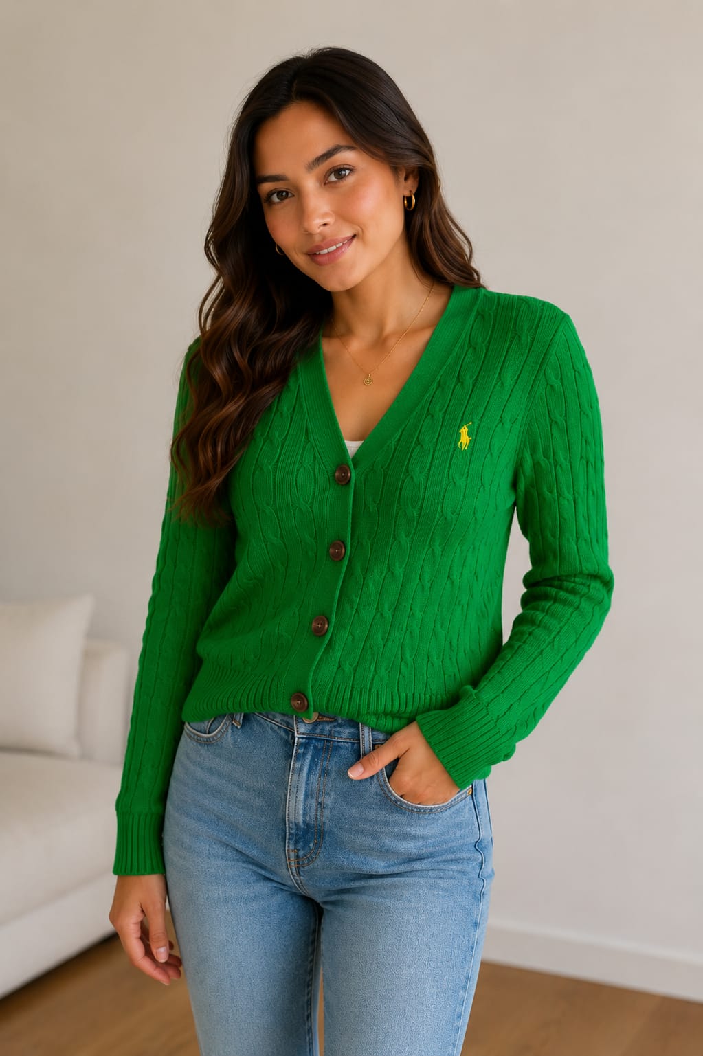 Cardigan Verde Algodón Juvenil Polo Ralph Lauren