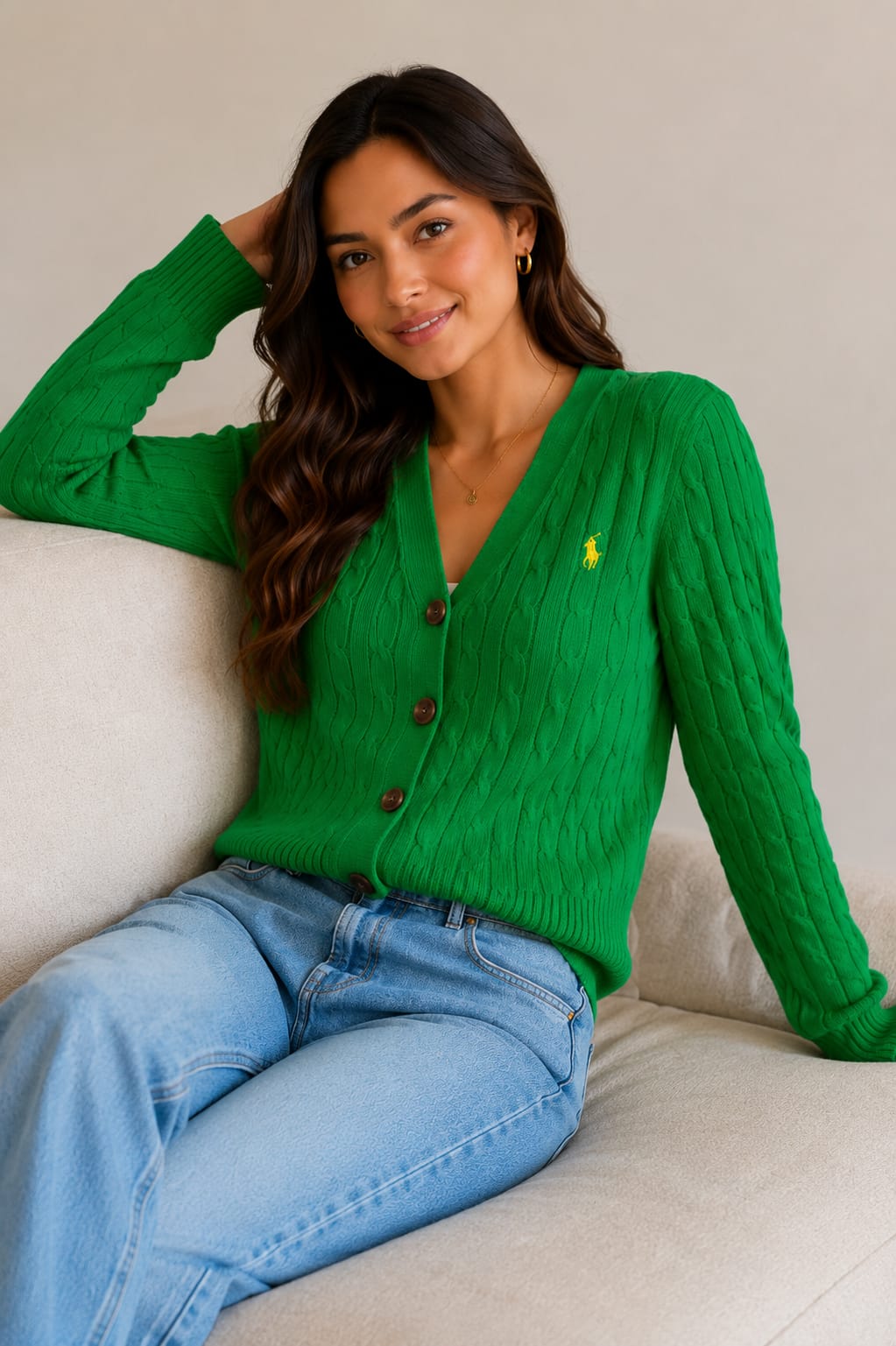 Cardigan Verde Algodón Juvenil Polo Ralph Lauren
