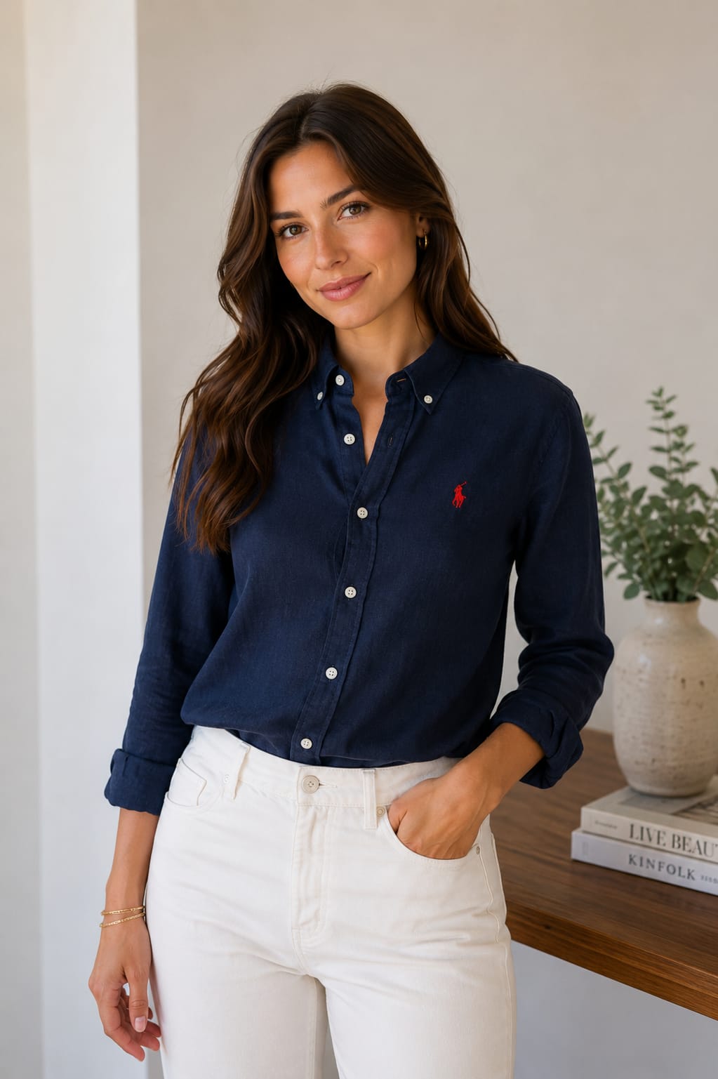 Camisa Azul Lino Juvenil Polo Ralph Lauren