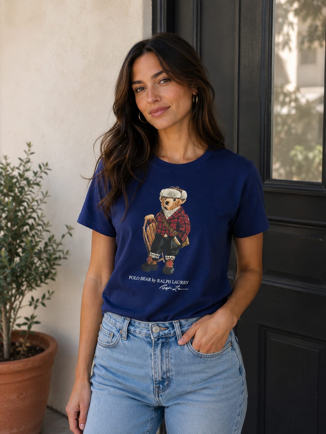 Polera Azul Algodón Polo Bear Juvenil