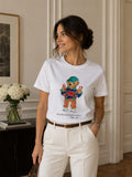 Polera Blanca Algodón Juvenil Polo Bear