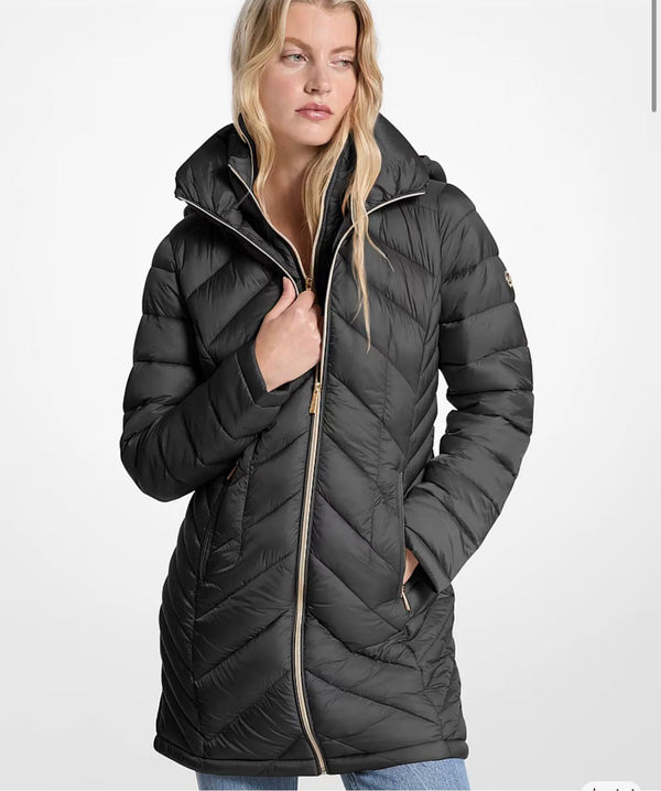 Parka Larga Doble Cierre Negra Michael Kors