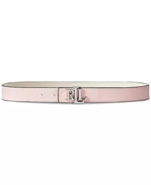 Cinturón Rosa/Blanco Cuero Reversible 3 cm Ralph Lauren