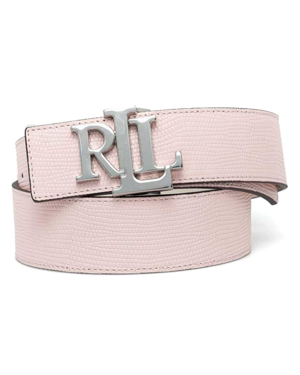 Cinturón Rosa/Blanco Cuero Reversible 3 cm Ralph Lauren