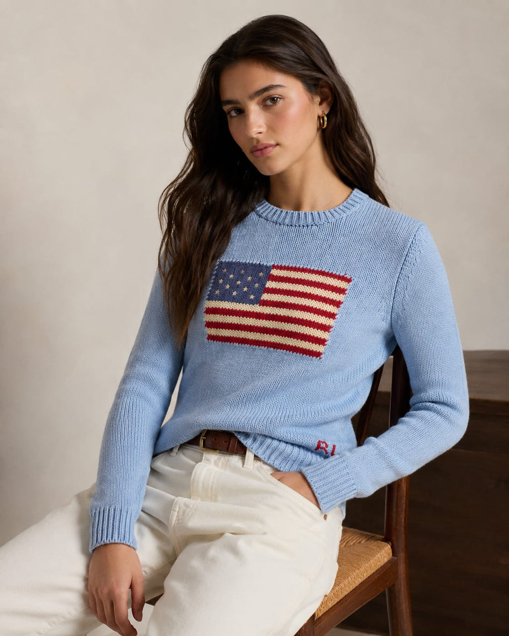 Sweater Celeste Bandera Algodón Adulto Mujer Polo Ralph Lauren