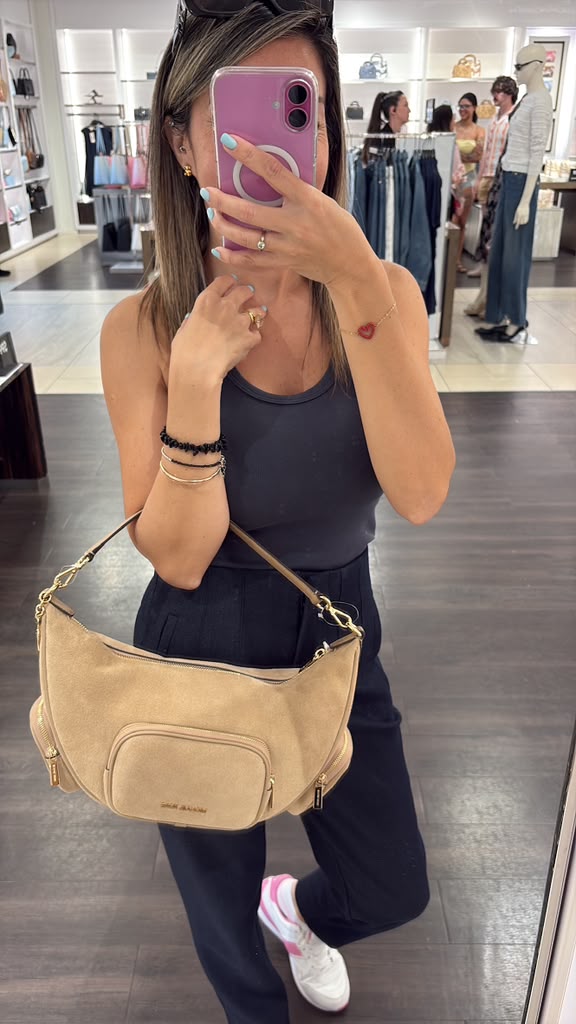 Cartera Convertible Merritt Gamuza Beige Michael Kors