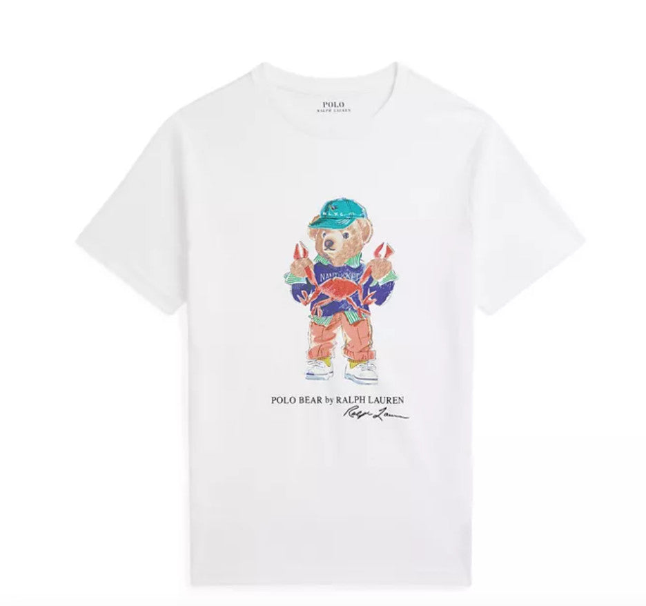 Polera Blanca Algodón Juvenil Polo Bear