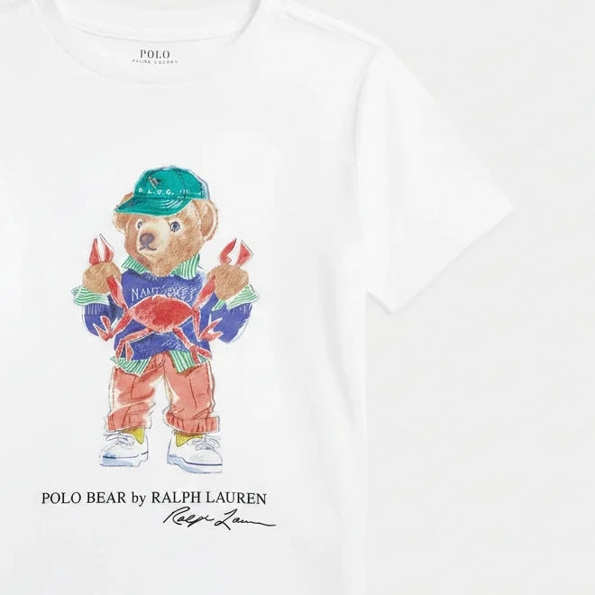 Polera Blanca Algodón Juvenil Polo Bear