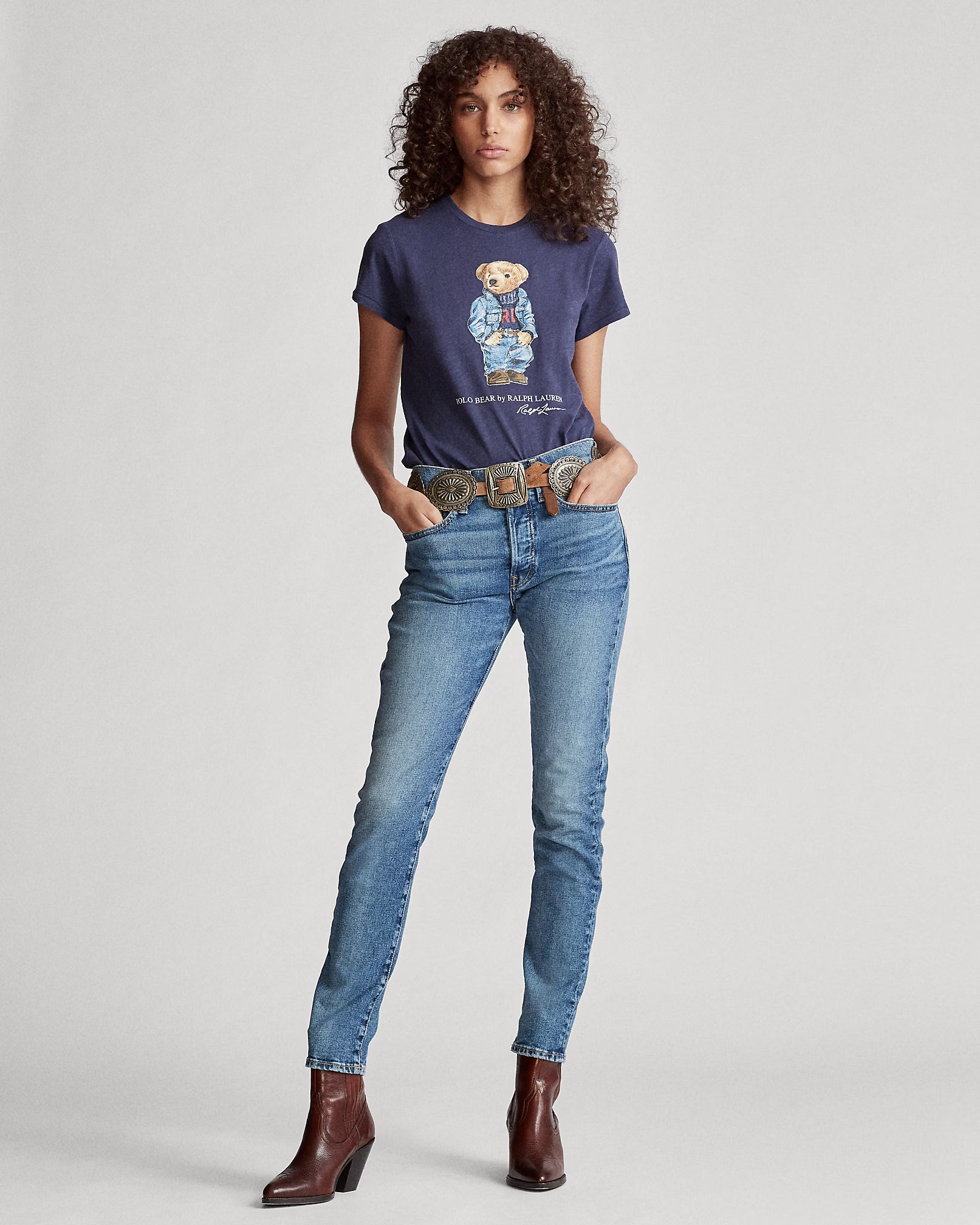 Polera Azul Rey Algodón Adulto Polo Bear