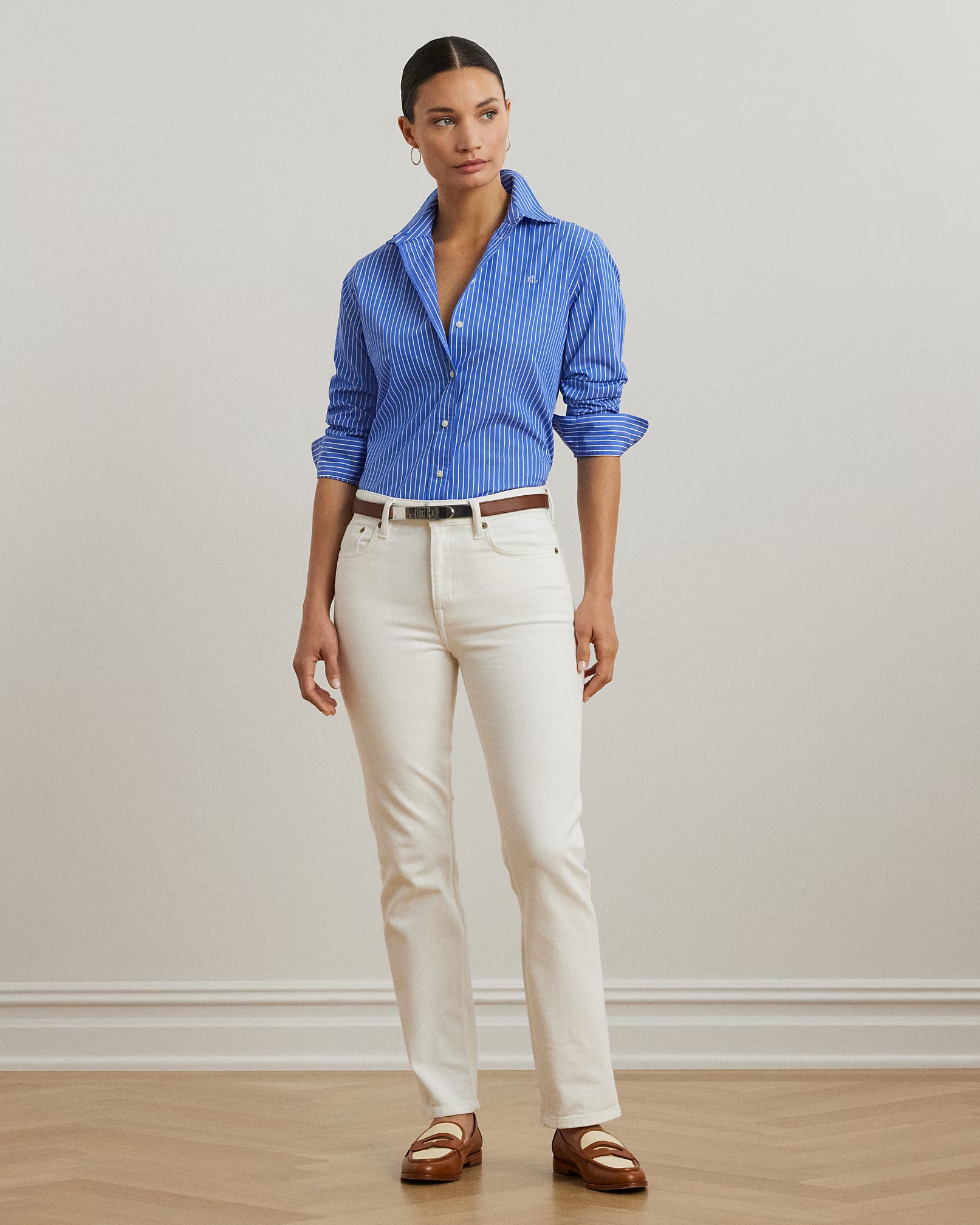 Camisa Celeste a Rayas Algodón Adulto Polo Ralph Lauren